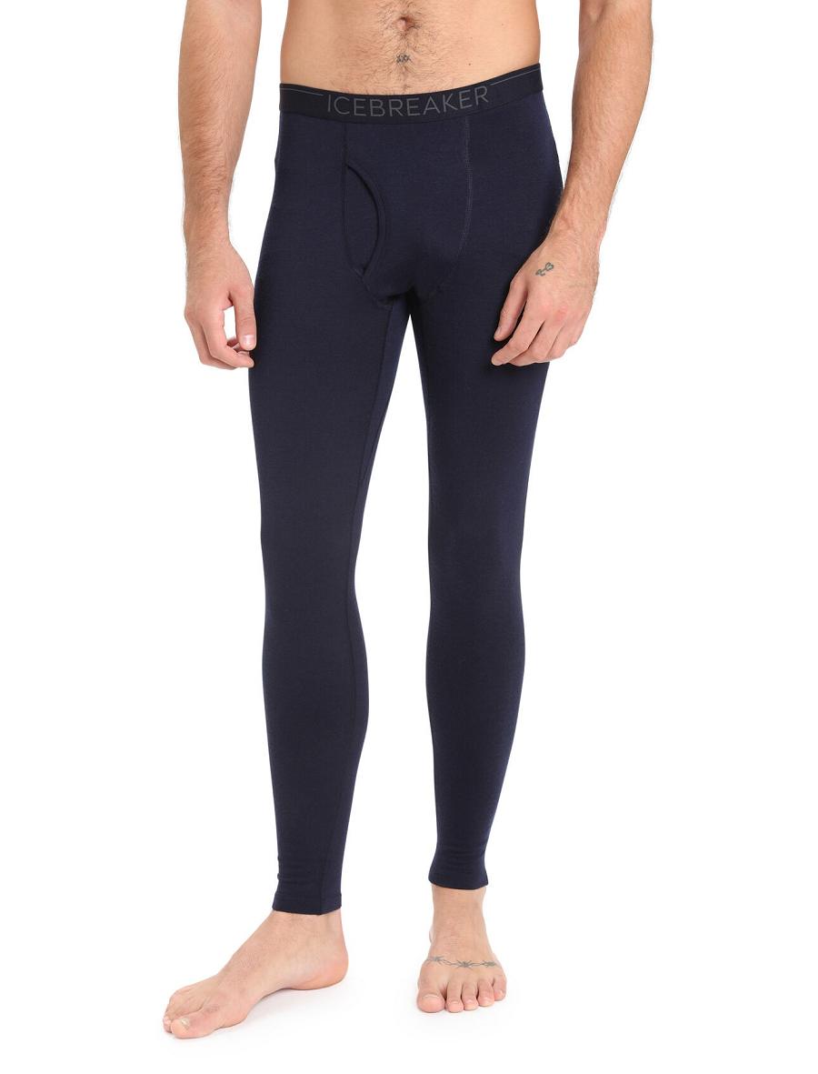 Men\'s Icebreaker Merino 200 Oasis with Fly Leggings Midnight Navy | CA 1815KORI